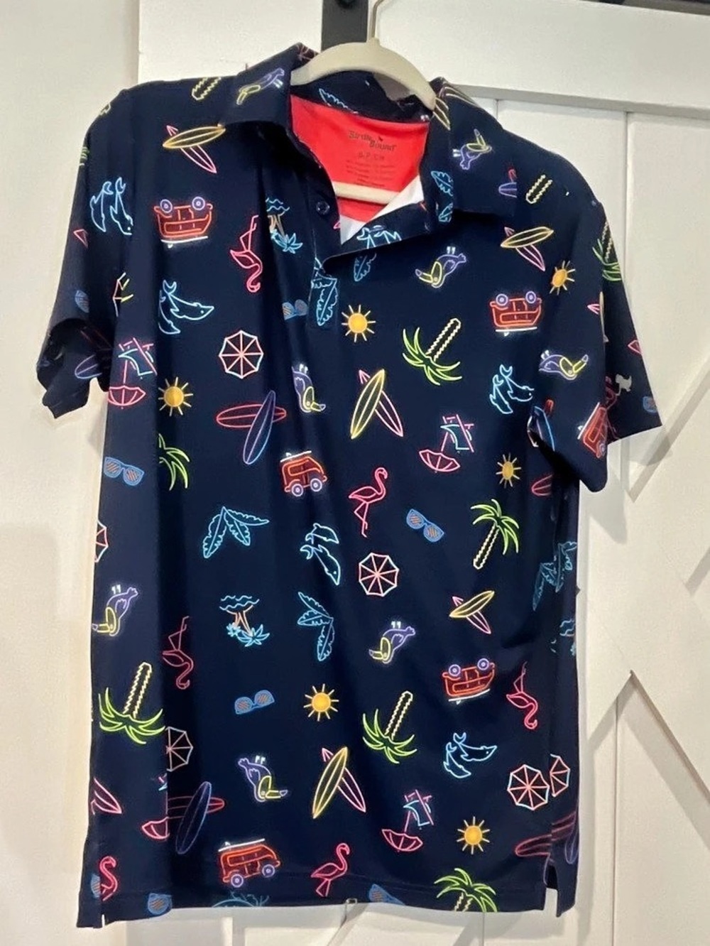 Birdie Bound  - Neon Pool Party Shirt Blue & Red